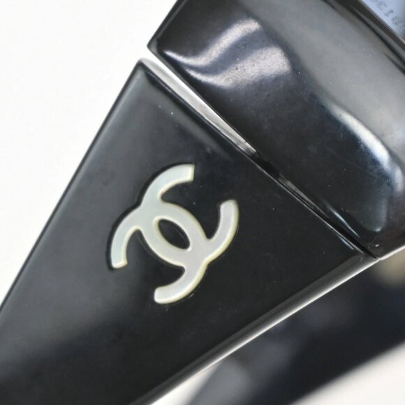 CHANEL CC Logos Sunglasses Eye Wear Plastic 5087-H Black Italy 60RF637 - Picture 9 of 13